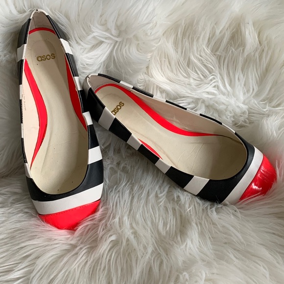 ASOS Black, White, and Neon Pink Ballet Flats - Picture 7 of 13